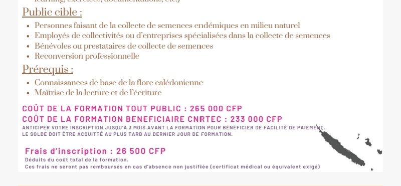 Collecteur de semences d'espèces endémiques